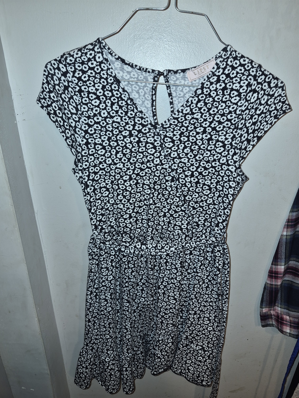 Lipsy Black and White Floral Short-Sleeve Dress